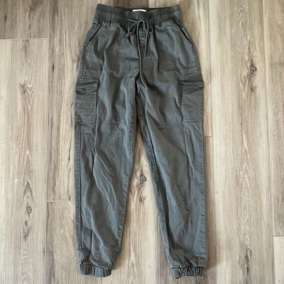 sz 0/24 - Teen Girls Olive Green Cargo Style Cotton Jogger Pants by Telepatia - Picture 3 of 8